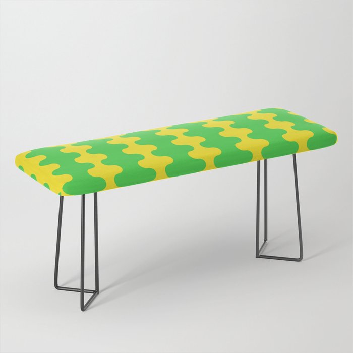 Vivid Ogee A-Go-Go Retro Pop Pattern Neon Green and Yellow Bench