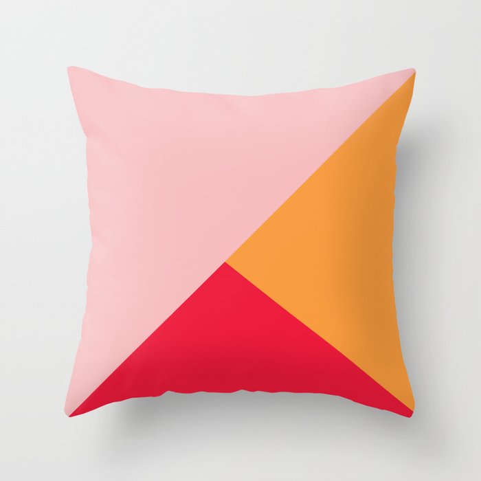 Modern Blush and Red Abstract Throw Pillow
