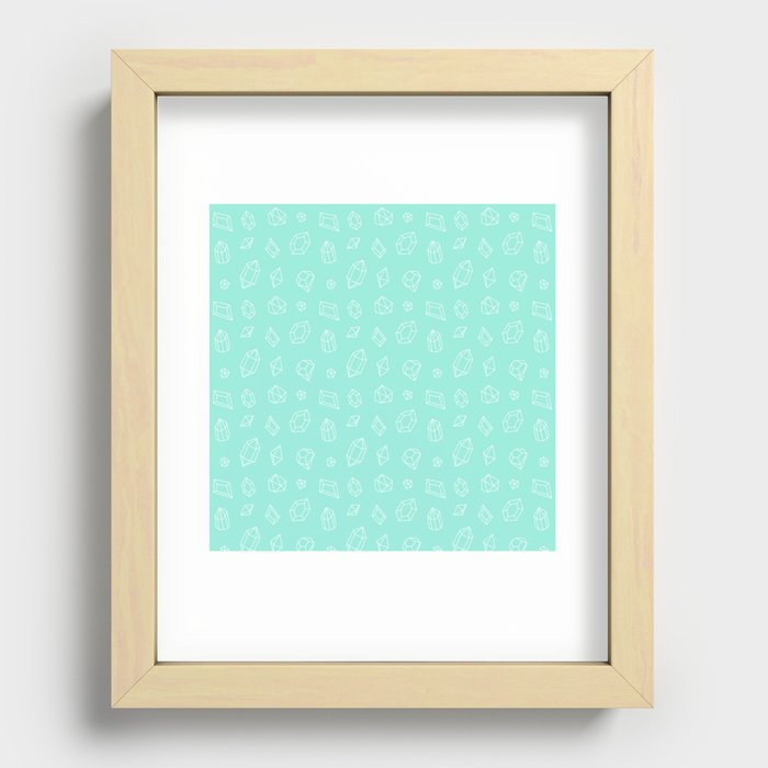 Seafoam and White Gems Pattern Recessed Framed Print