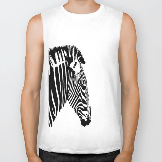 Zebra Portrait Biker Tank