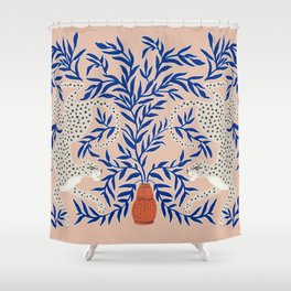 Leopard Vase Shower Curtain | Pattern, Painting, Pink, Desert, Blue, Cali, Panther, Palm, Acrylic, Vintage 