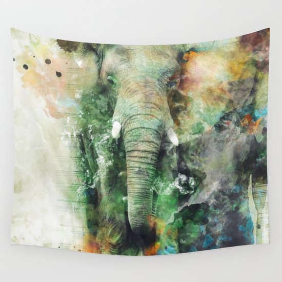 Watercolor Elephant Wall Tapestry