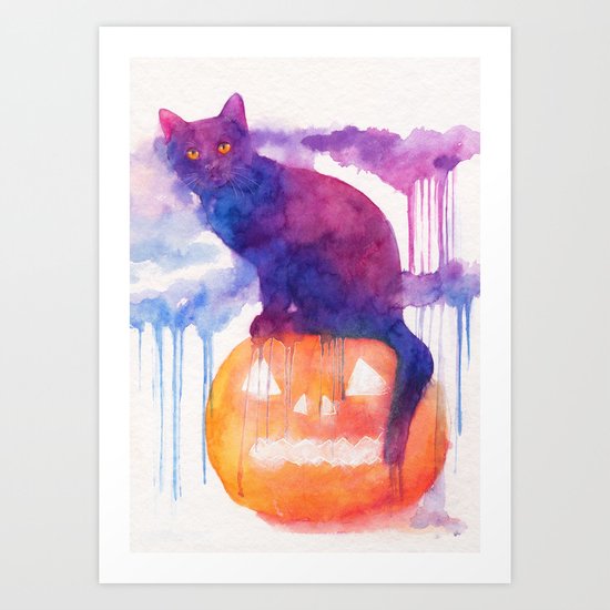 Halloween cat Art Print