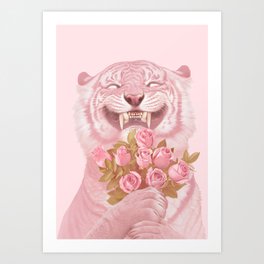 10. Shy Pink Tiger Art Print