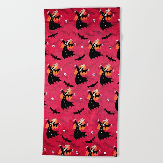 Unicorn Vampire Pattern Beach Towel