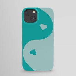 Eggshell Blue Yin Yang Heart iPhone Case