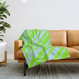 [ Thumbnail: Powder Blue & Chartreuse Colored Lined/Striped Pattern Throw Blanket ]