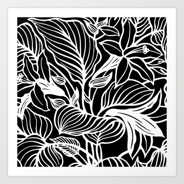 X-Large 28 x 20 Society6 Black and White Floral Minimalist by Beautiful Homes on Rectangular Pillow