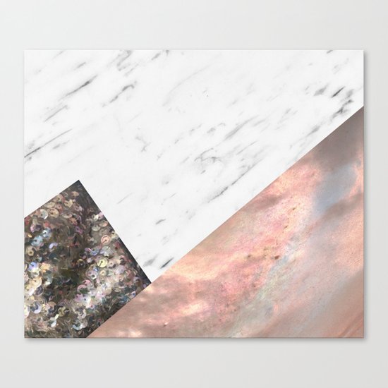 Marble with sequins and mother of pearl Canvas Print