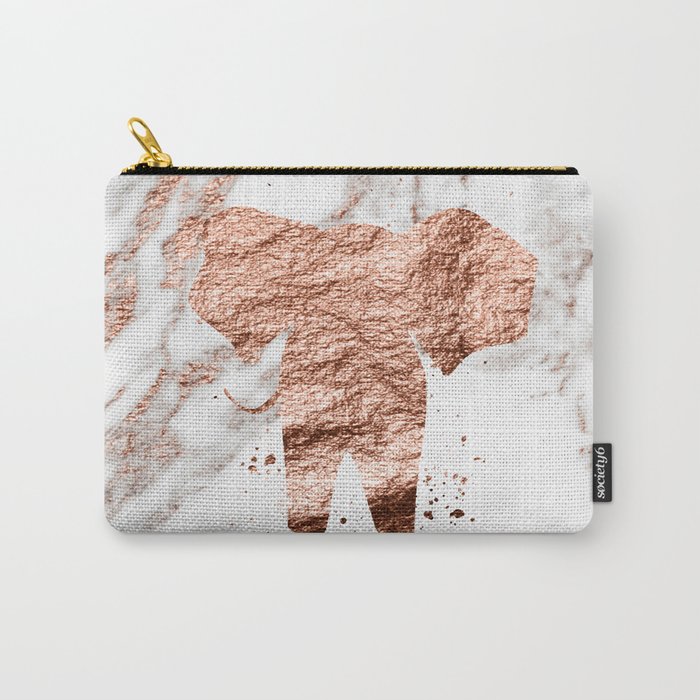 Elephant - rose gold marble Carry-All Pouch