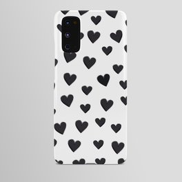 Hearts Love Black and White Pattern Android Case