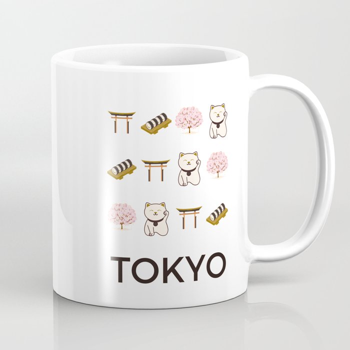 Tokyo Retro Art Vacations Boho Decor Modern Decor Yellow Tones Illustration Coffee Mug