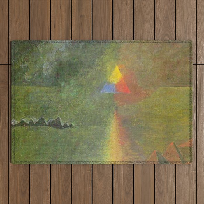 Les Origines, Rainbow and Pyramids landscape by Paul Serusier Outdoor Rug