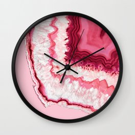 Pink Crystal Agate Geode Wall Clock