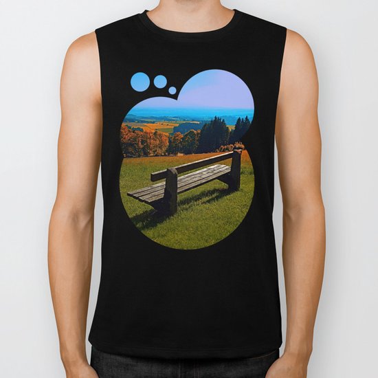 Summertime scenery and the bench to watch it Biker Tank