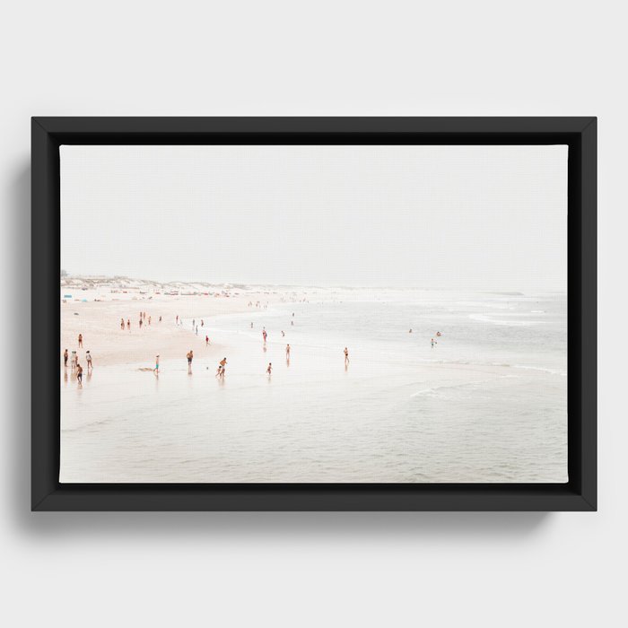 At The Beach (two) - minimal beach series - ocean sea photography by Ingrid Beddoes Framed Canvas