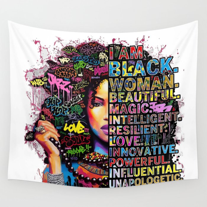 I Am Black Woman Intelligent Influential Wall Tapestry
