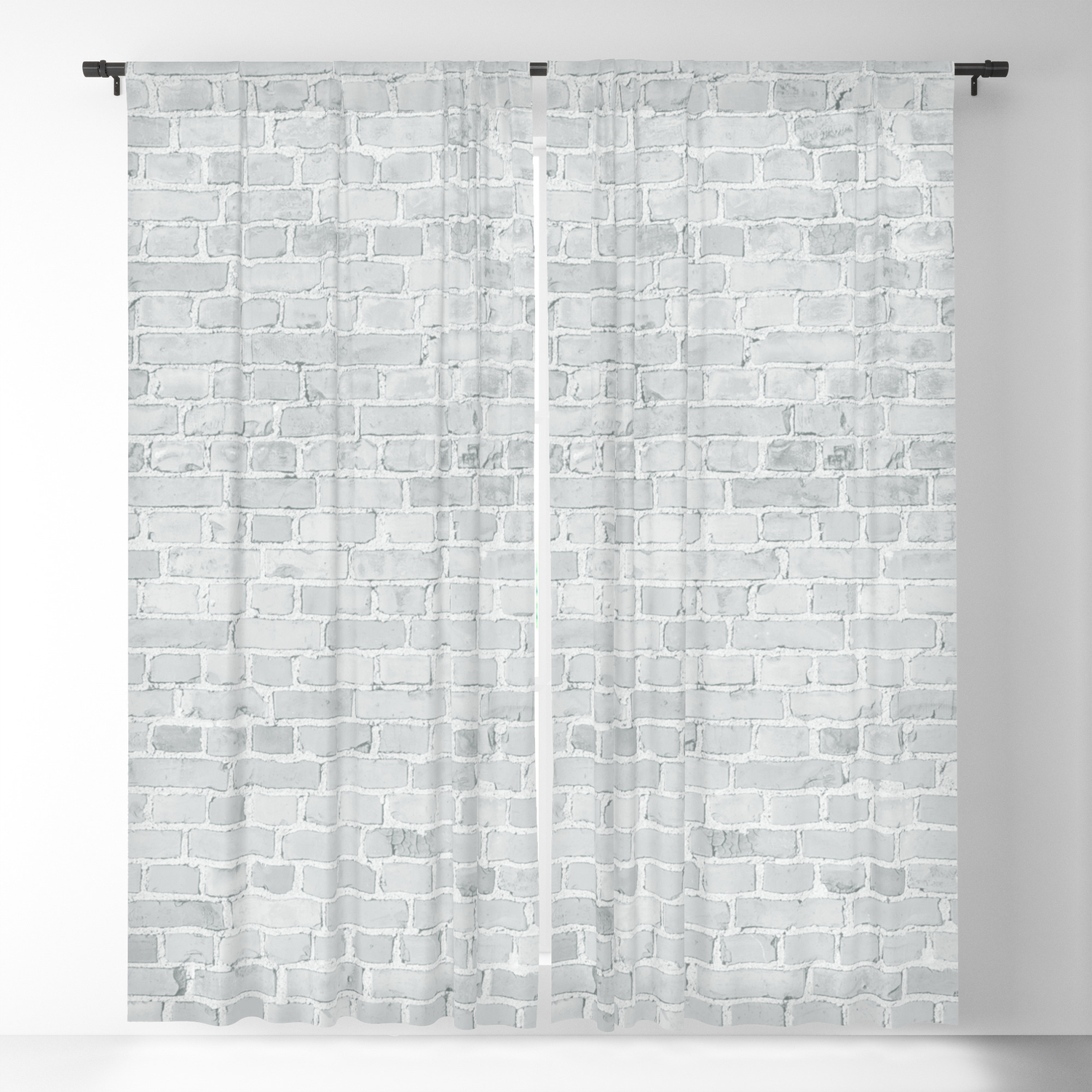 White Washed Brick Wall Stone Cladding Blackout Curtain By
