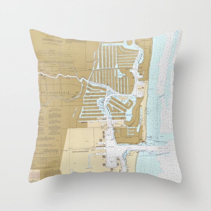 Map of Fort Lauderdale FL (1991) Throw Pillow