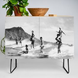 Vintage Hawaii Tandem Surfing Credenza