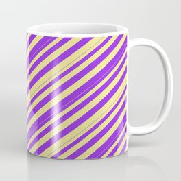 [ Thumbnail: Tan & Purple Colored Pattern of Stripes Coffee Mug ]