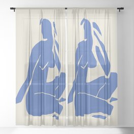 Nude in blue cut out Sheer Curtain