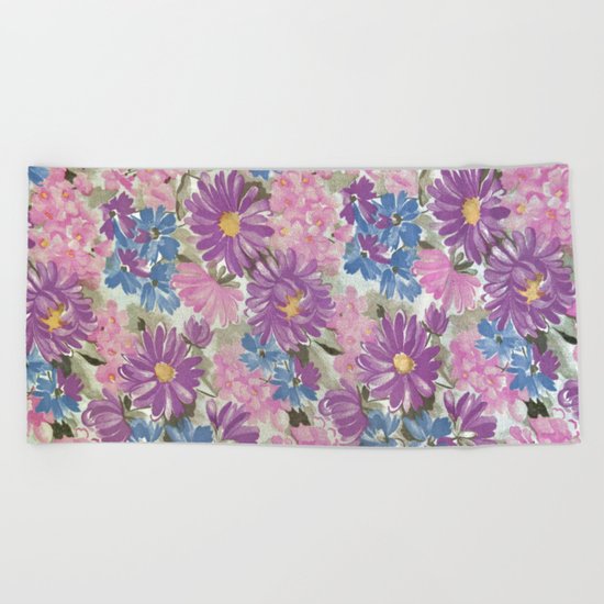 Floral pastel pattern Beach Towel