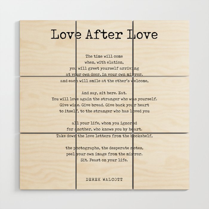 Love After Love - Derek Walcott Poem - Literature - Typewriter Print 1 Wood Wall Art