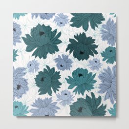 Epiphyllum Flowers in Muted Green & Blue Metal Print | Flower, Epiphyllumflower, Modern, Duchene, Graphicdesign, Blue, Reganduchene, Green, Regan, Bedding 