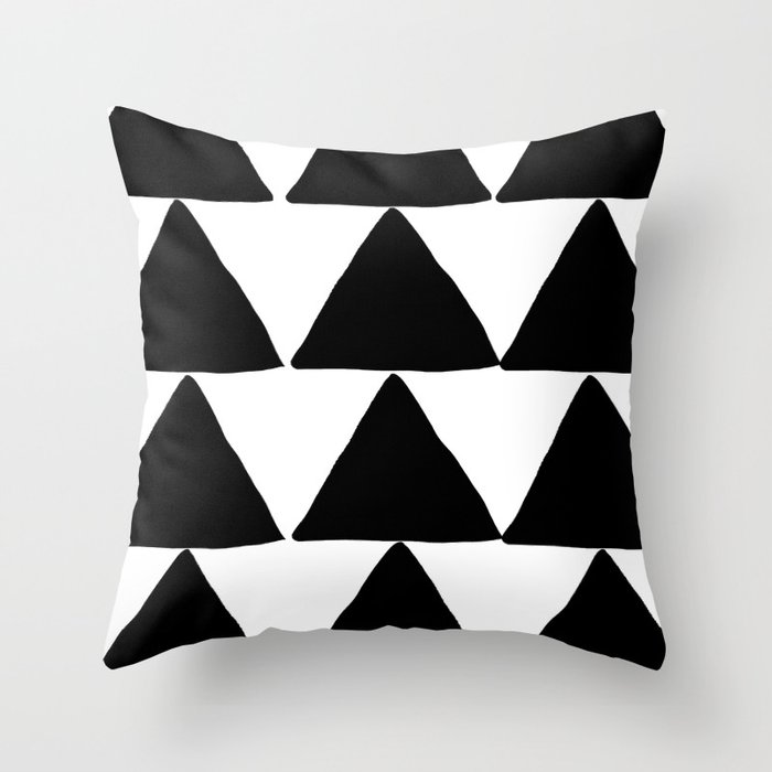 Mountains - Black and White Triangles Throw Pillow