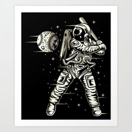 Space Baseball Astronaut Art Print