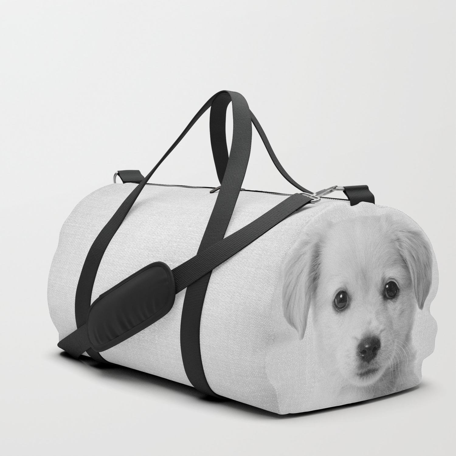 Golden Retriever Puppy Black White Duffle Bag By Galdesign Society6