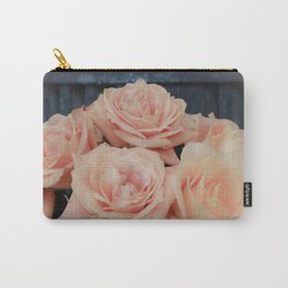Peach Roses Vinette Country Farmhouse Style Photography Carry-All Pouch | Simplelife, Color, Rustic, Vignette, Minimallist, Peach, Digital, Countrycharming, Roses, Homedecor 
