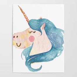 Water color illusion unicorn Poster