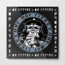No Future One-Way Ticket 1 Metal Print | Graphicdesign, Lettering, Collage, Unitedkingdom, London, Blue, Glasses, Typography, Portrait, Pop Art 