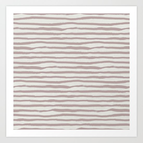 Simply Shibori Stripes Clay Pink on Lunar Gray Art Print