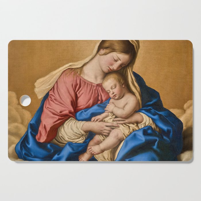 Madonna with the Sleeping Child, 1640-1685 by Sassoferrato Cutting Board