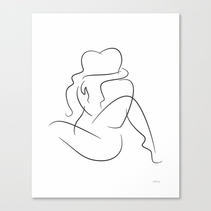 Sensual line art - couple sketch for bedroom. Canvas Print