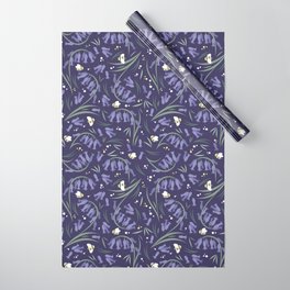 Bluebells and bumblebees - Violet Wrapping Paper