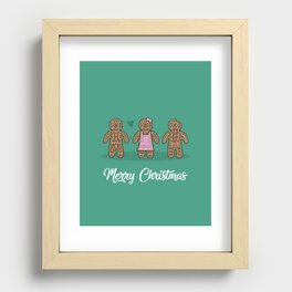 Merry Christmas Gingerbread Cookie Recessed Framed Print