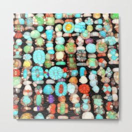 Abstract Gemstones Metal Print | Adornments, Accessories, Accessory, Digital, Stones, Turquoise, Precious, Colorful, Gems, Jewelry 