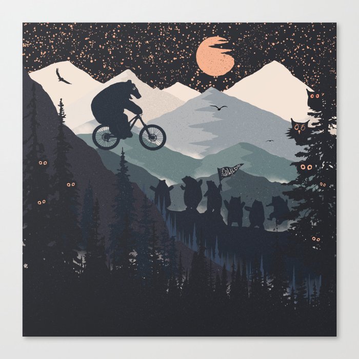 MTB Bear Biker Canvas Print