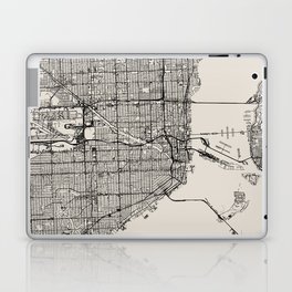 USA, Miami Map - Black and White Laptop Skin