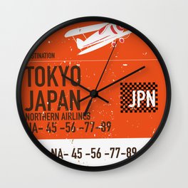 Tokyo Japan vintage travel ticket Wall Clock