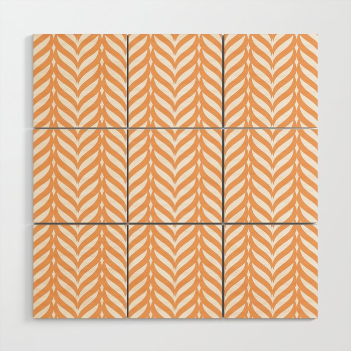 Orange Woven Pattern Wood Wall Art