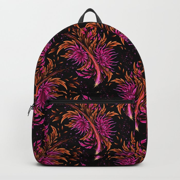 Floral Supernova - Orange Magenta Backpack