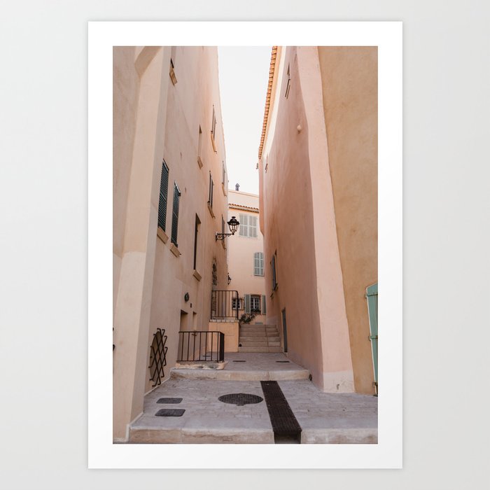 Street in Saint-Tropez South France | Pastel buildings | Fine Art Travel Photography Art Print