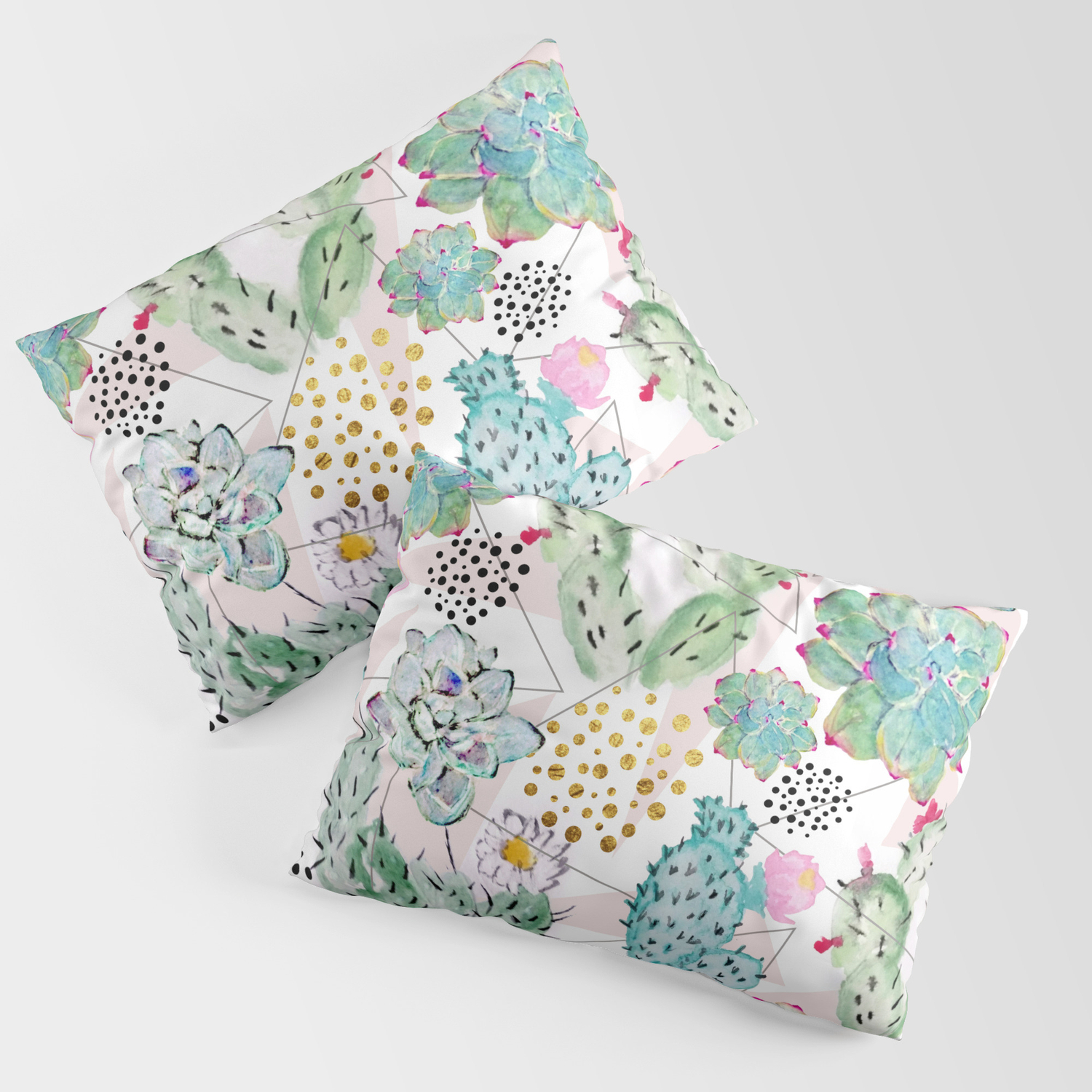 by Inovarts on Pillow Sham Society6 Pretty Watercolor Hand Paint Floral Artwork Cotton Standard Set of 2 