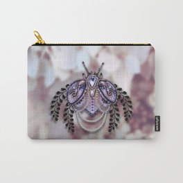 Ornate Purple Beaded Butterfly Carry-All Pouch