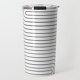 Minimal Line Curvature I Black and White Mid Century Modern Arch Abstract Travel Mug